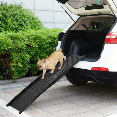 Vidaxl chien pente pliable 153x40x12,5 cm plastique noir