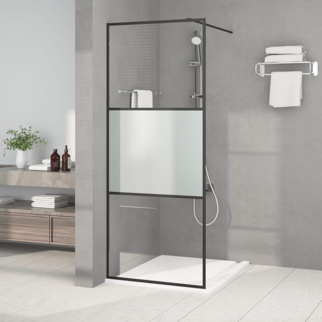 Vidaxl Walk-In Walking Mur 80x195 cm Halfmat Esg Verre noir