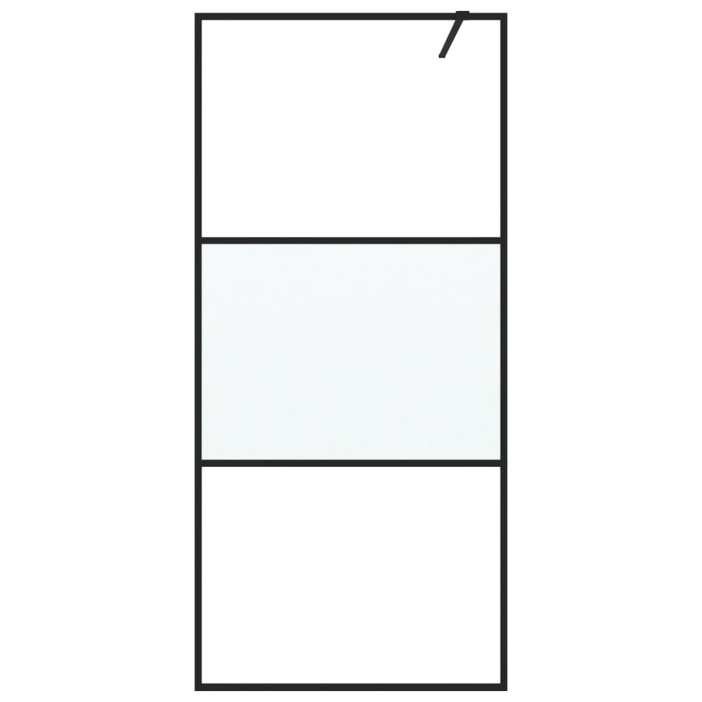Vidaxl Walk-In Walking Mur 90x195 cm Half-Mat Esg Verre noir