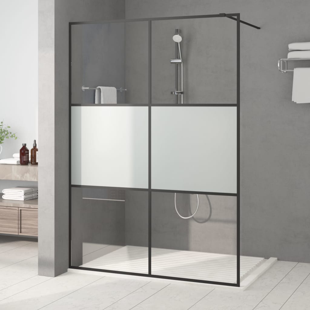 Vidaxl Walk-In Walking Wall 140x195 cm Half-Mat Esg Verre noir
