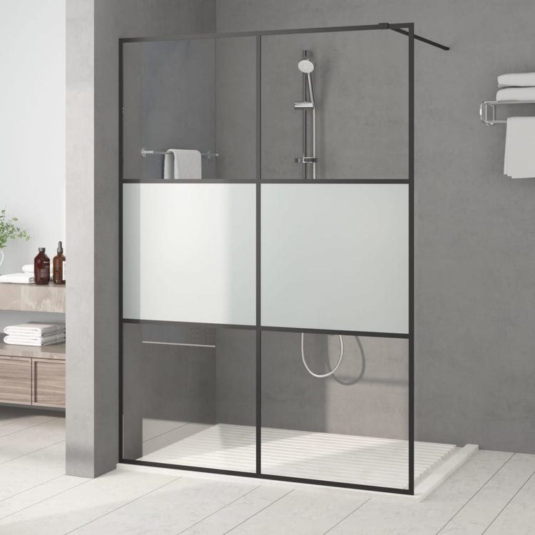 Vidaxl Walk-In Walking Wall 140x195 cm Half-Mat Esg Verre noir