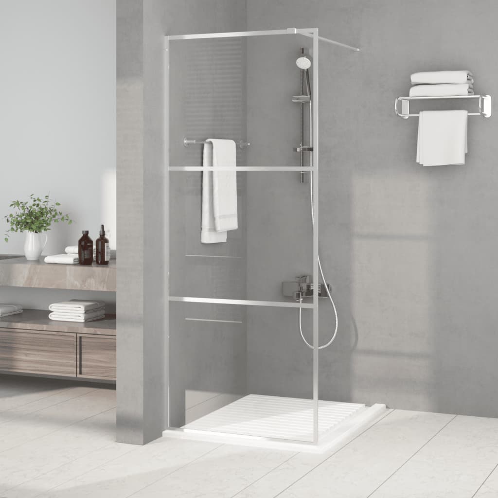 Vidaxl Walk-In Walking Wall 80x195 cm Transparent ESG Glass Silver Colored
