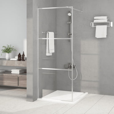 Vidaxl Walk-In Walking Wall 80x195 cm Transparent ESG Glass Silver Colored