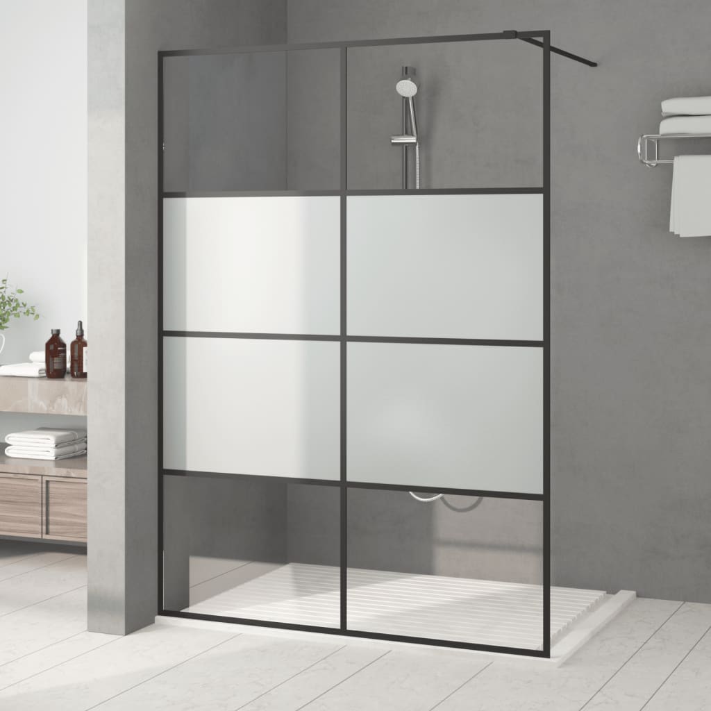 Vidaxl Walk-In Walking Wall 140x195 cm Half-Mat Esg Verre noir