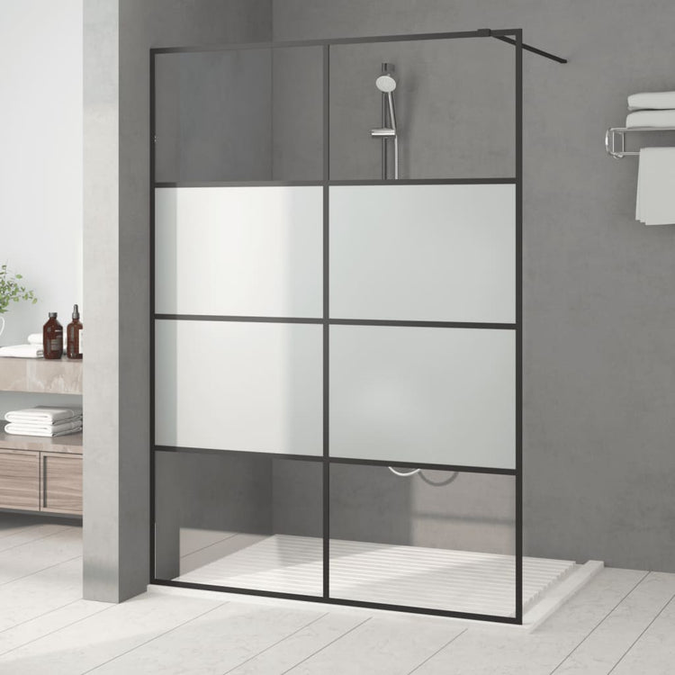 Vidaxl Walk-In Walking Wall 140x195 cm Half-Mat Esg Verre noir