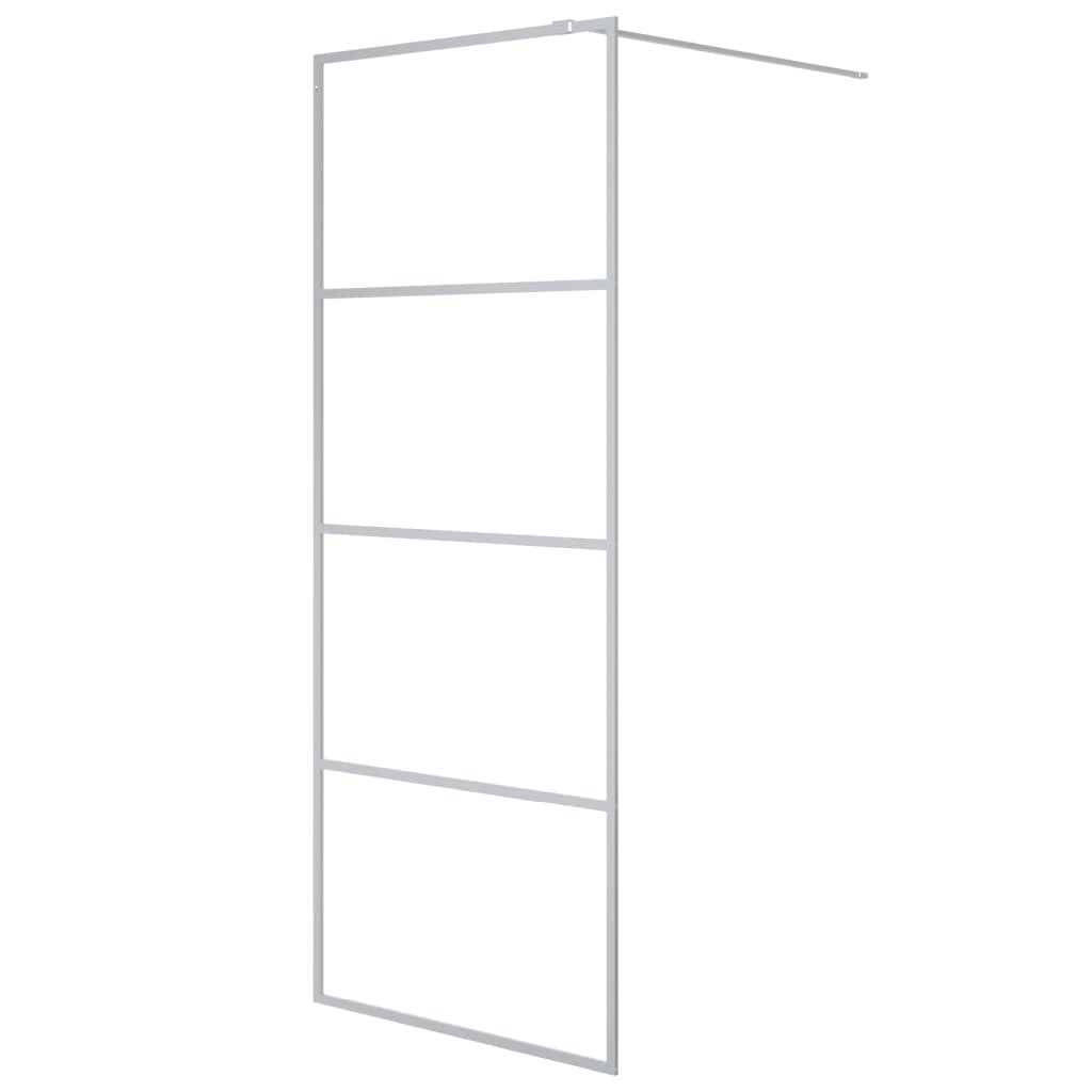 Vidaxl Walk-In Walking Wall 80x195 cm Transparent ESG Glass Silver Colored