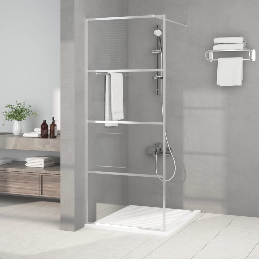 Vidaxl Walk-In Walking Wall 80x195 cm Transparent ESG Glass Silver Colored