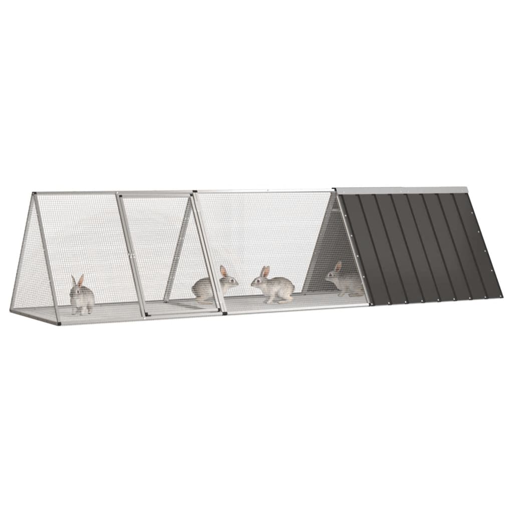 VidaXL cage à lapin anthracite 302,5x80,5x71 cm acier galvanisé