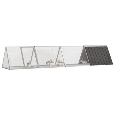 Clapier à lapin Vidaxxl 403,5x80,5x71 cm acier galvanisé anthracite