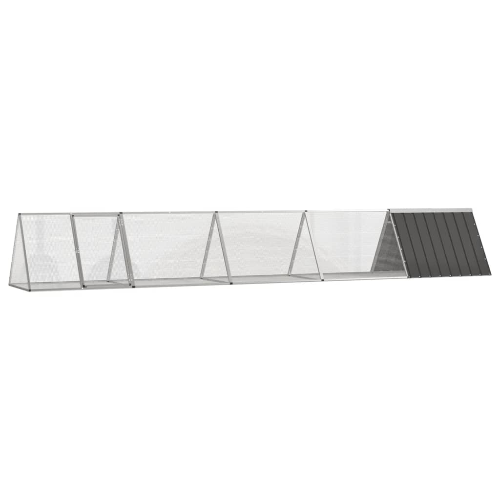 Clapier à lapin Vidaxxl 504,5x80,5x71 cm acier galvanisé anthracite