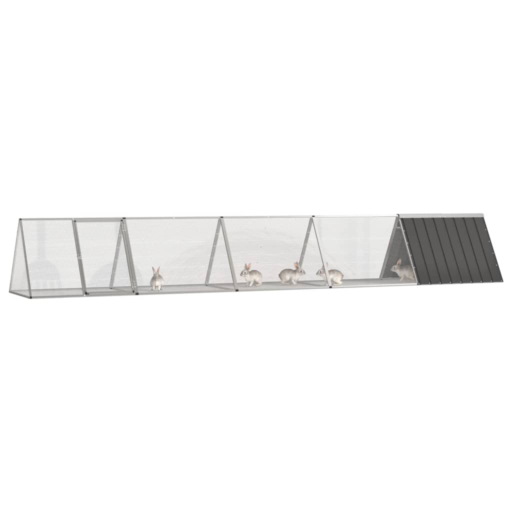 Clapier à lapin Vidaxxl 504,5x80,5x71 cm acier galvanisé anthracite