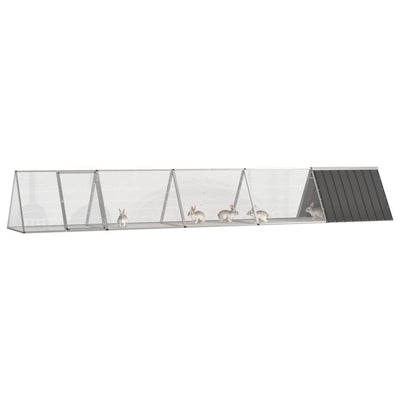 Clapier à lapin Vidaxxl 504,5x80,5x71 cm acier galvanisé anthracite