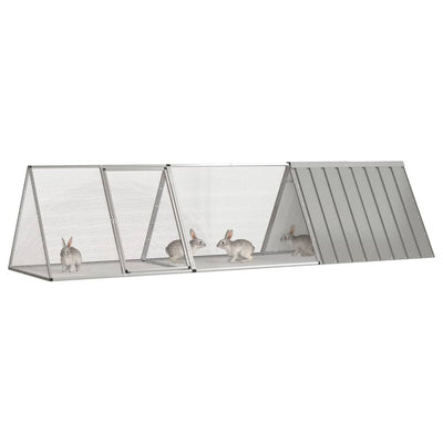 Vidaxx cage à lapin gris 302,5x80,5x71 cm acier galvanisé