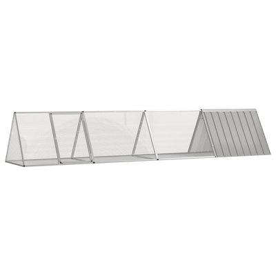 Clapier à lapin Vidaxxl 403,5x80,5x71 cm acier galvanisé gris
