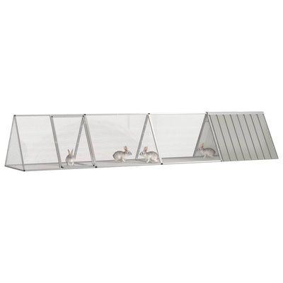 Clapier à lapin Vidaxxl 403,5x80,5x71 cm acier galvanisé gris