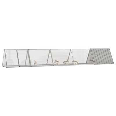 Clapier à lapin Vidaxxl 504,5x80,5x71 cm acier galvanisé gris