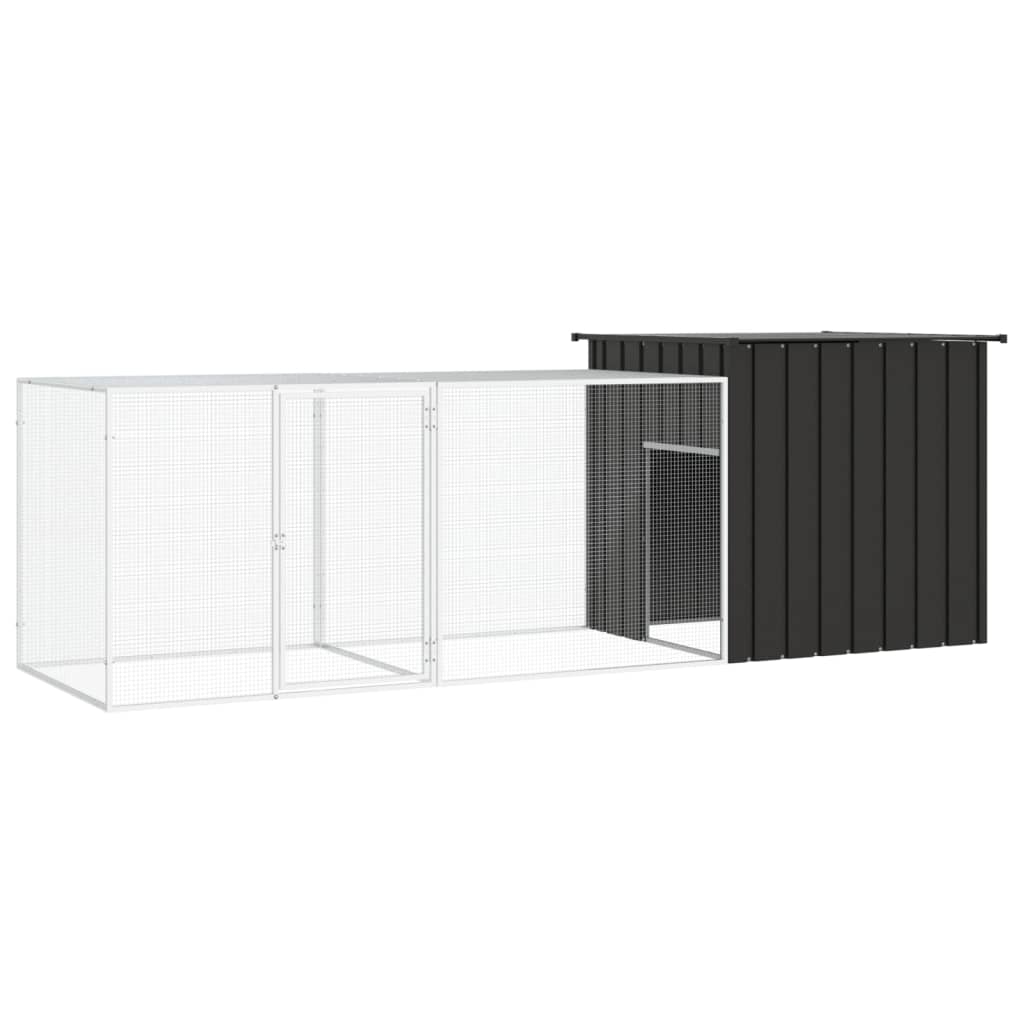 Vidaxl Poulet Coop 300x91x100 cm Anthracite en acier galvanisé -colore
