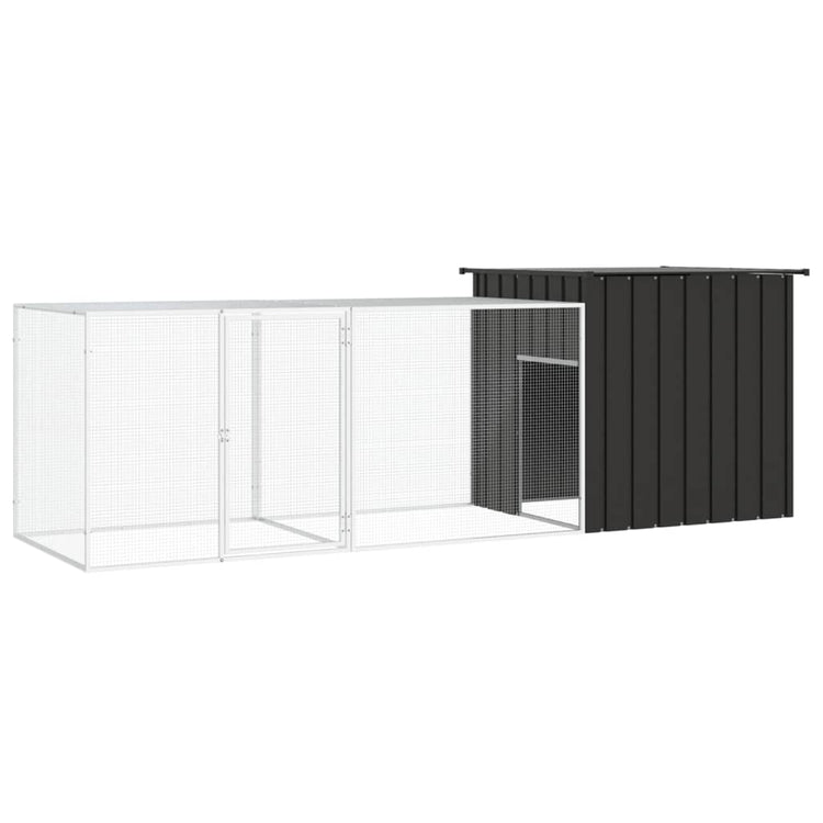 Vidaxl Poulet Coop 300x91x100 cm Anthracite en acier galvanisé -colore