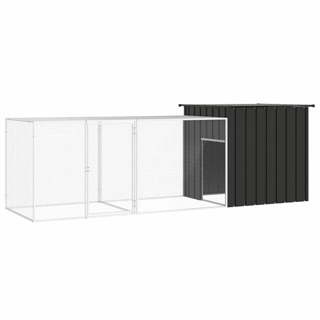 Vidaxl Poulet Coop 300x91x100 cm Anthracite en acier galvanisé -colore
