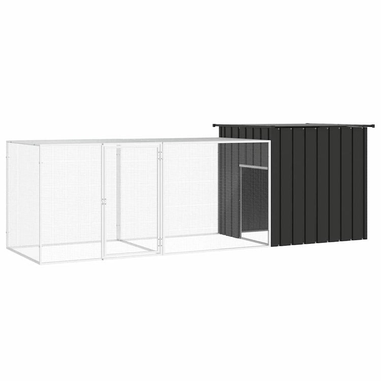 Vidaxl Poulet Coop 300x91x100 cm Anthracite en acier galvanisé -colore