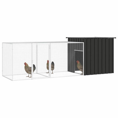 Vidaxl Poulet Coop 300x91x100 cm Anthracite en acier galvanisé -colore