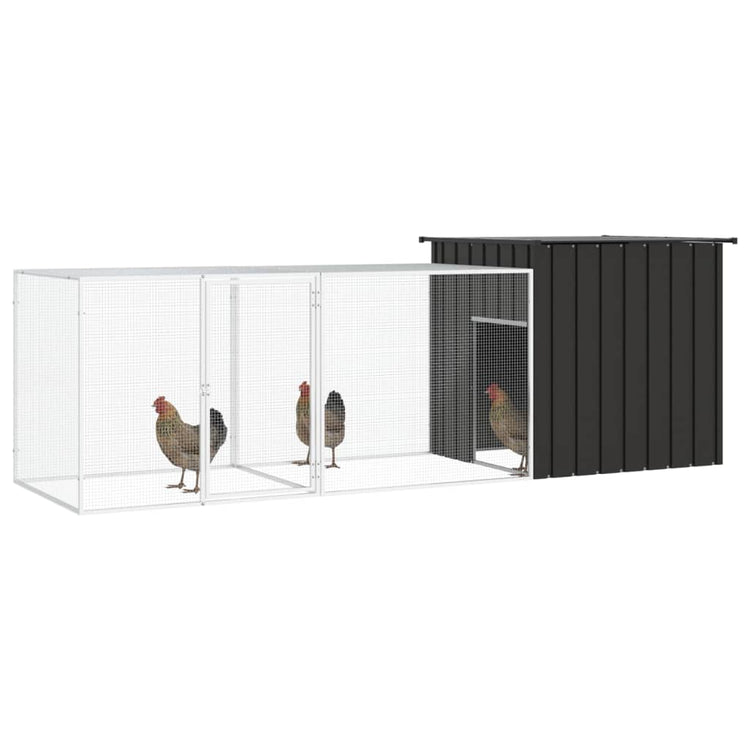 Vidaxl Poulet Coop 300x91x100 cm Anthracite en acier galvanisé -colore
