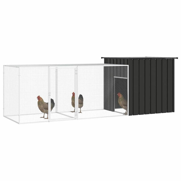 Vidaxl Poulet Coop 300x91x100 cm Anthracite en acier galvanisé -colore