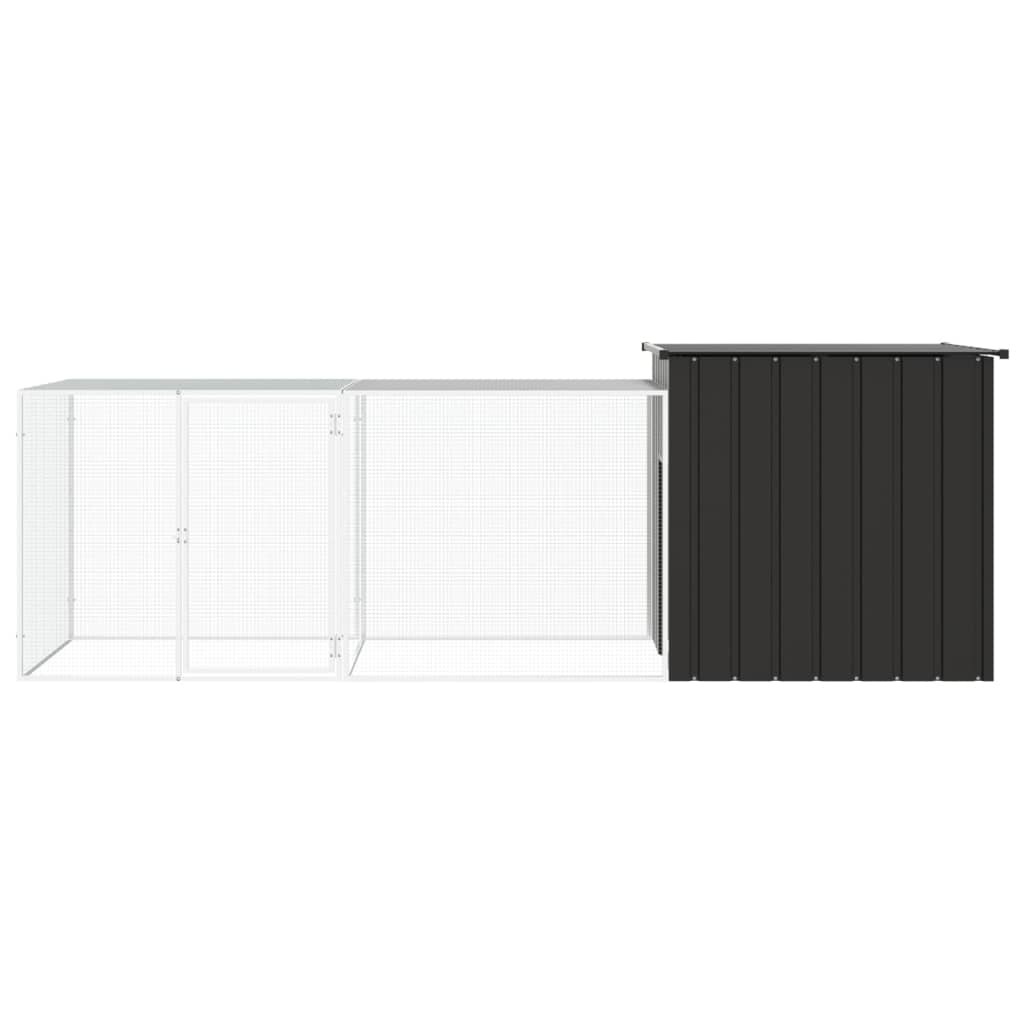Vidaxl Poulet Coop 300x91x100 cm Anthracite en acier galvanisé -colore