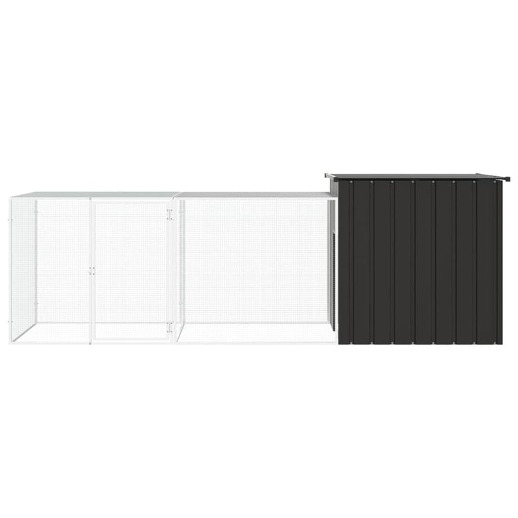 Vidaxl Poulet Coop 300x91x100 cm Anthracite en acier galvanisé -colore