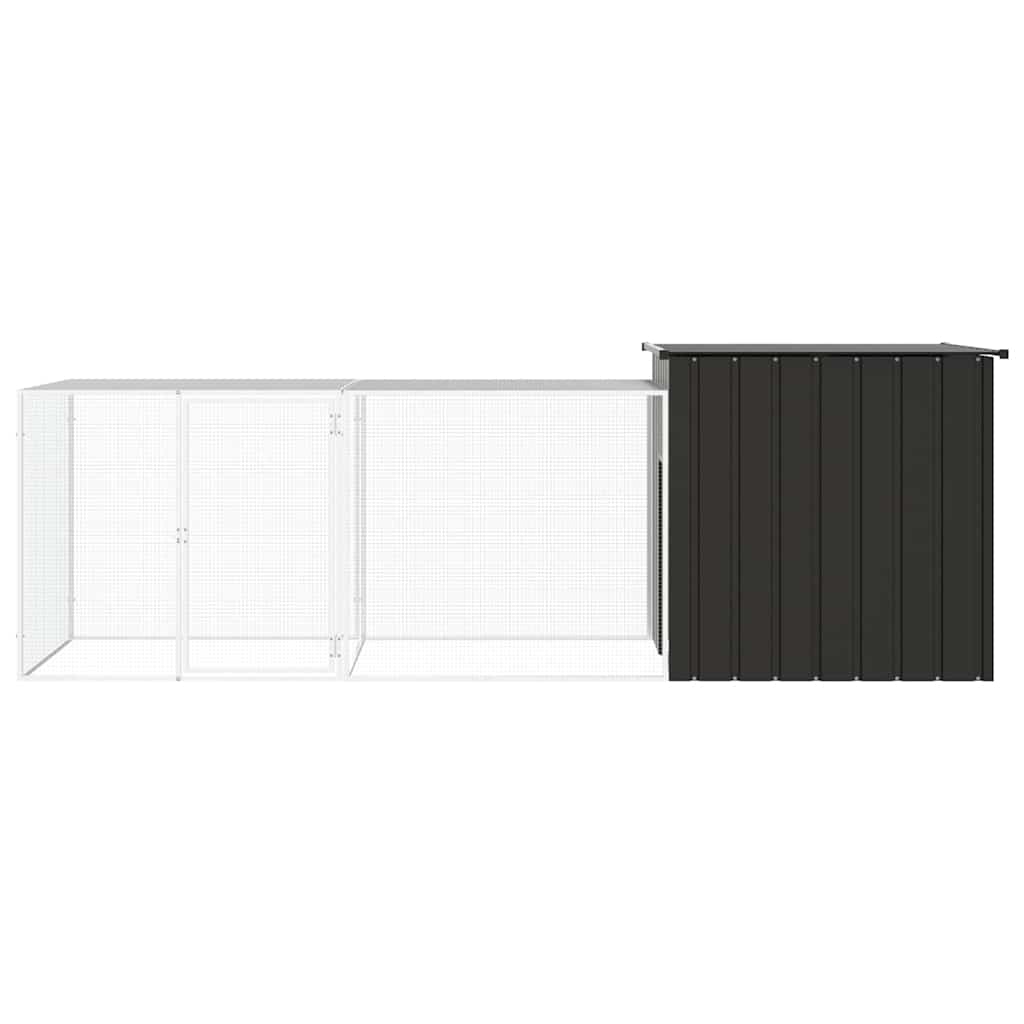 Vidaxl Poulet Coop 300x91x100 cm Anthracite en acier galvanisé -colore