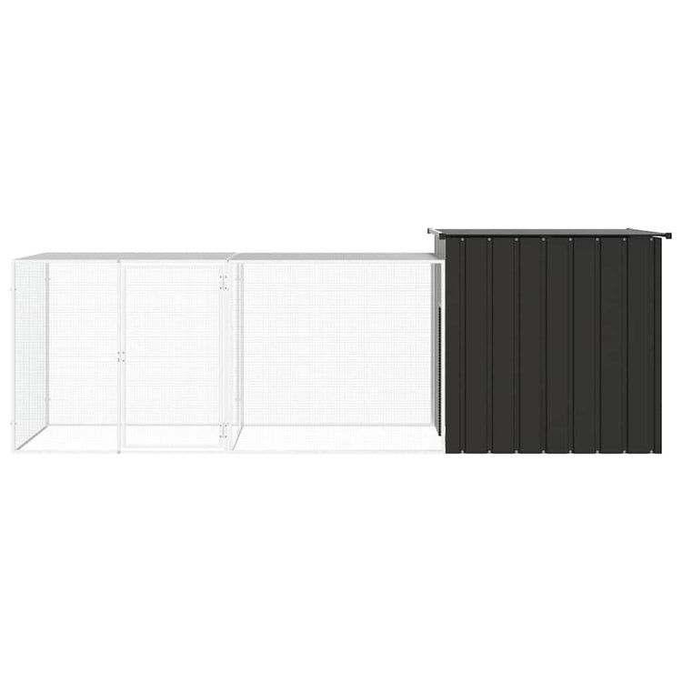 Vidaxl Poulet Coop 300x91x100 cm Anthracite en acier galvanisé -colore