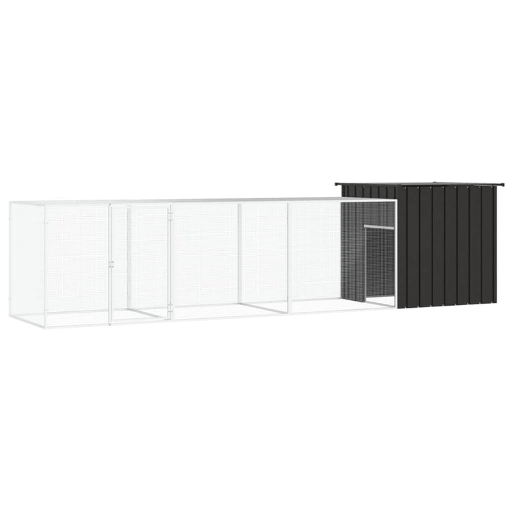 Vidaxl Poulet Coop 400x91x100 cm Anthracite en acier galvanisé -colore