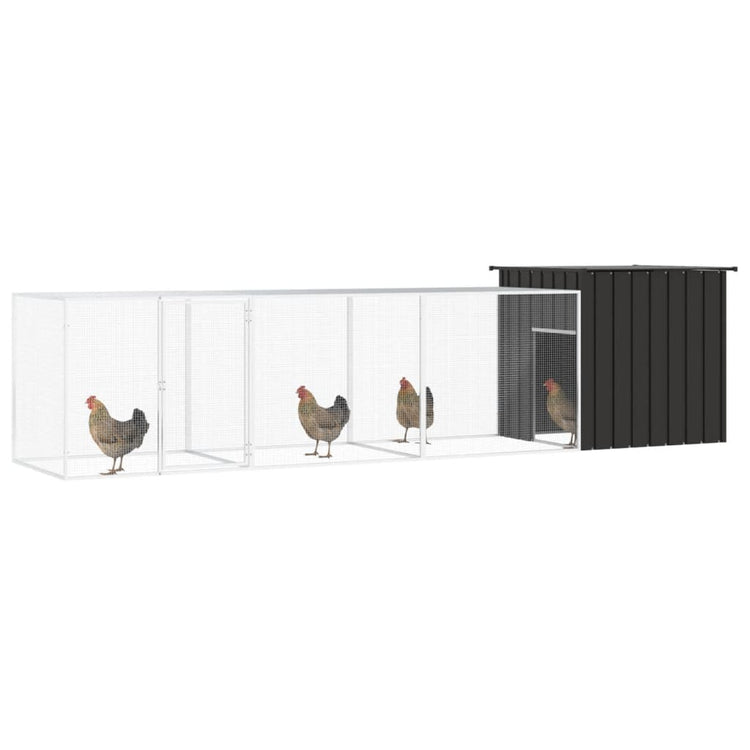 Vidaxl Poulet Coop 400x91x100 cm Anthracite en acier galvanisé -colore