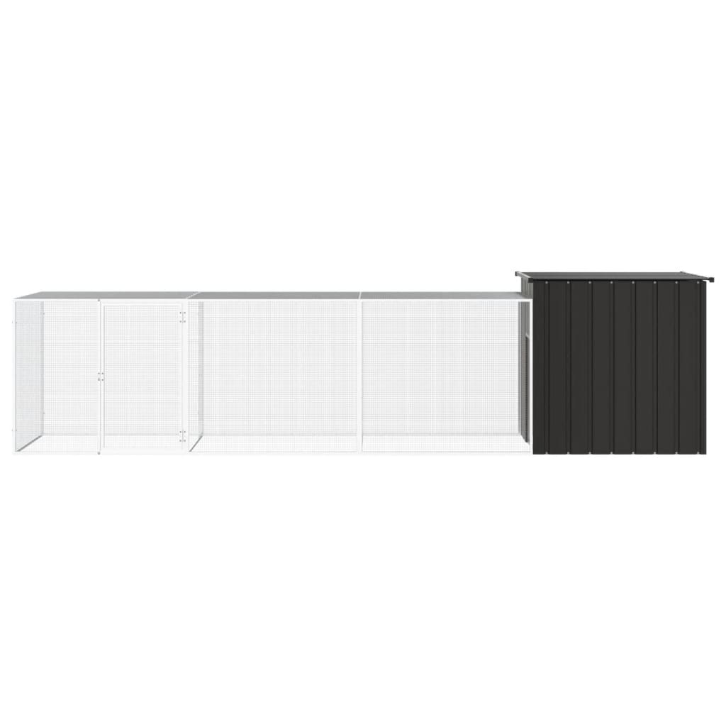 Vidaxl Poulet Coop 400x91x100 cm Anthracite en acier galvanisé -colore