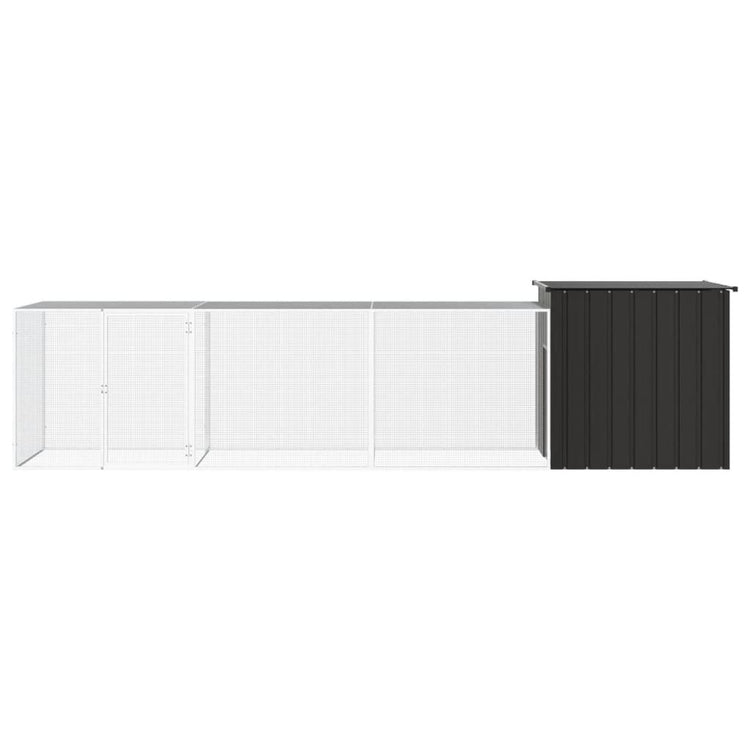 Vidaxl Poulet Coop 400x91x100 cm Anthracite en acier galvanisé -colore