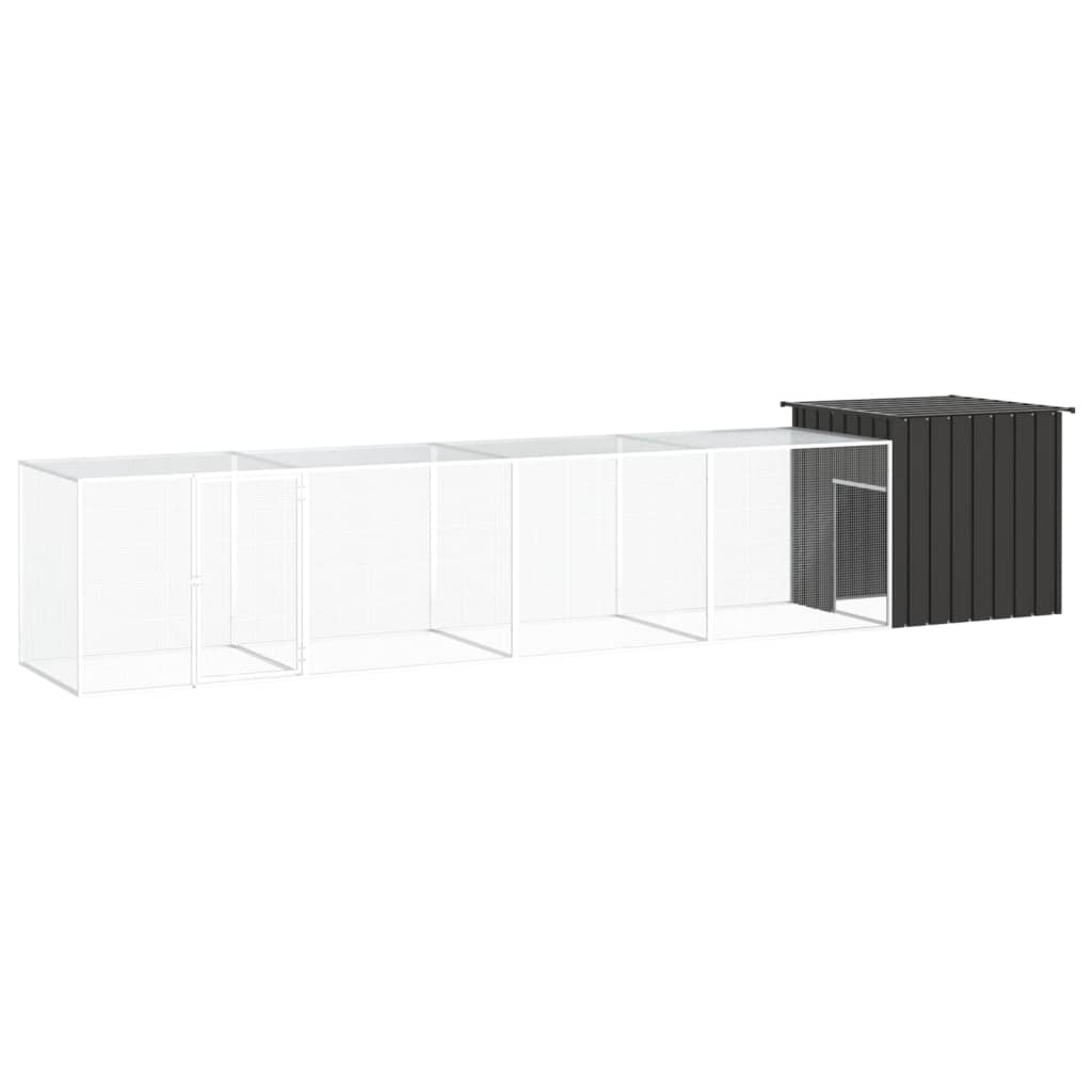 Vidaxl Chicken Coop 500x91x100 cm anthracite en acier galvanisé -colore