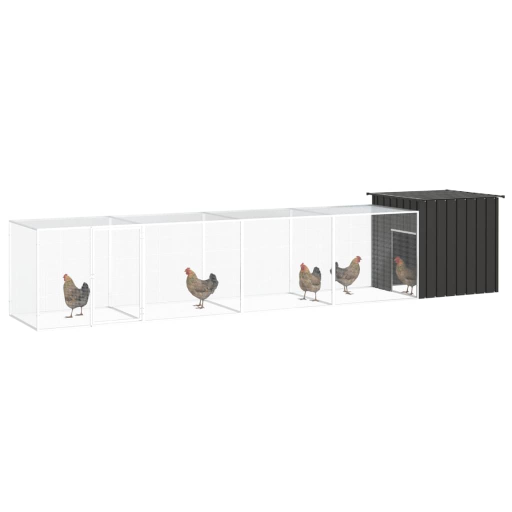 Vidaxl Chicken Coop 500x91x100 cm anthracite en acier galvanisé -colore