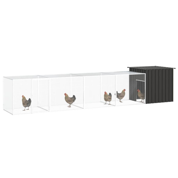 Vidaxl Chicken Coop 500x91x100 cm anthracite en acier galvanisé -colore