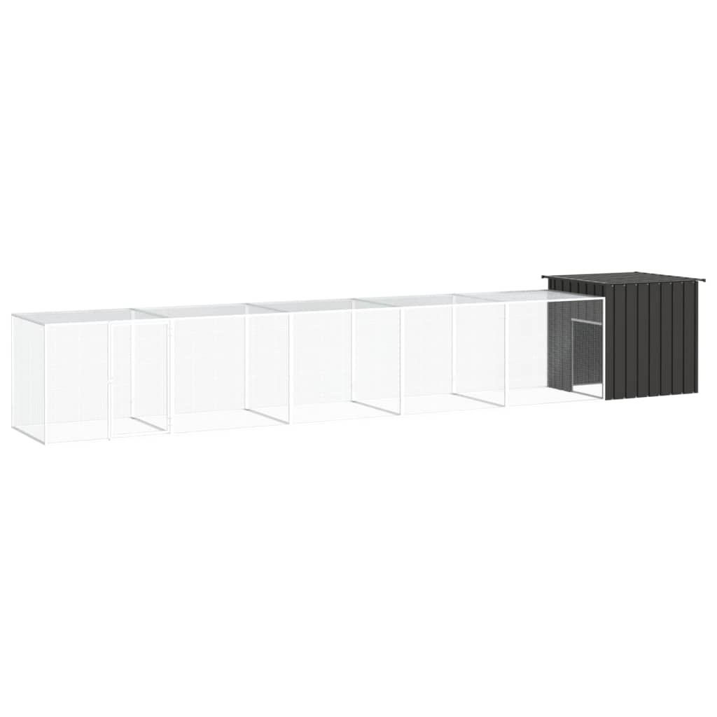 Vidaxl Poulet Coop 600x91x100 cm Anthracite en acier galvanisé -colore