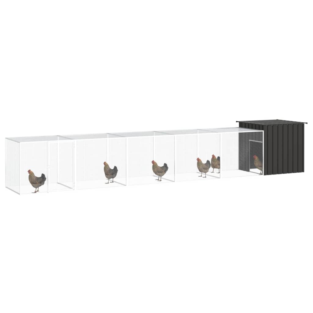 Vidaxl Poulet Coop 600x91x100 cm Anthracite en acier galvanisé -colore