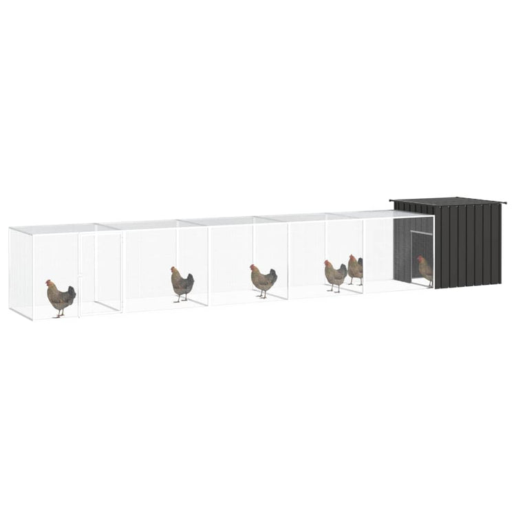 Vidaxl Poulet Coop 600x91x100 cm Anthracite en acier galvanisé -colore