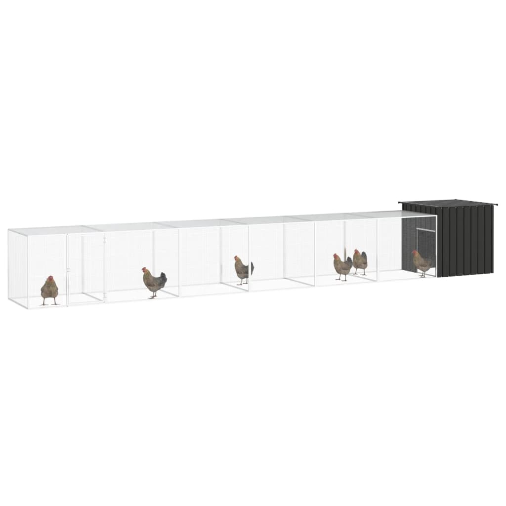 Vidaxl Chicken Coop 700x91x100 cm anthracite en acier galvanisé -colore