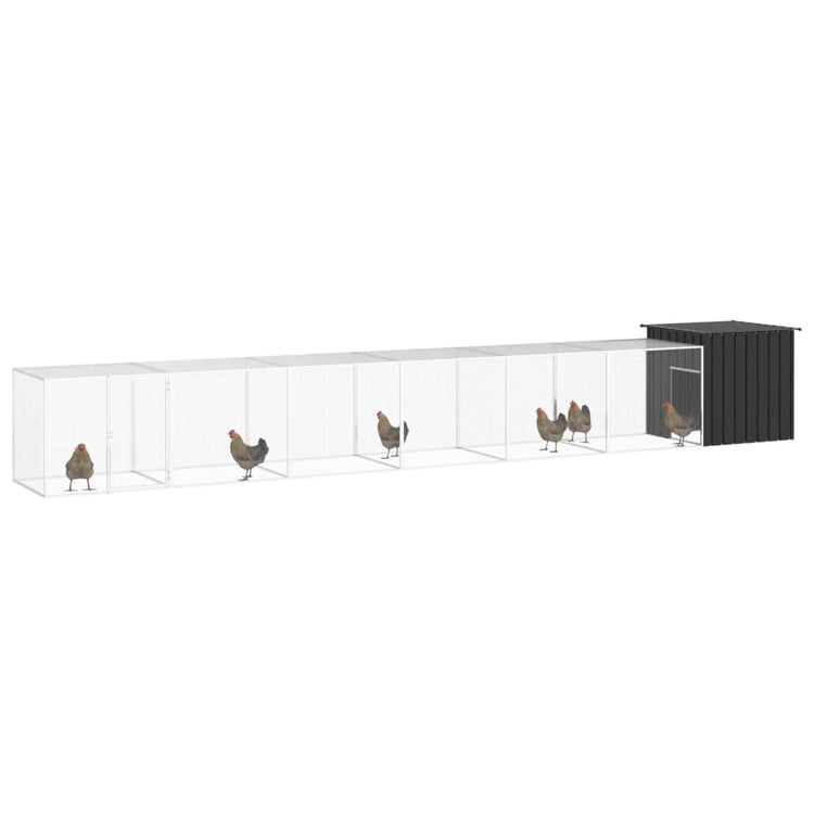 Vidaxl Chicken Coop 700x91x100 cm anthracite en acier galvanisé -colore