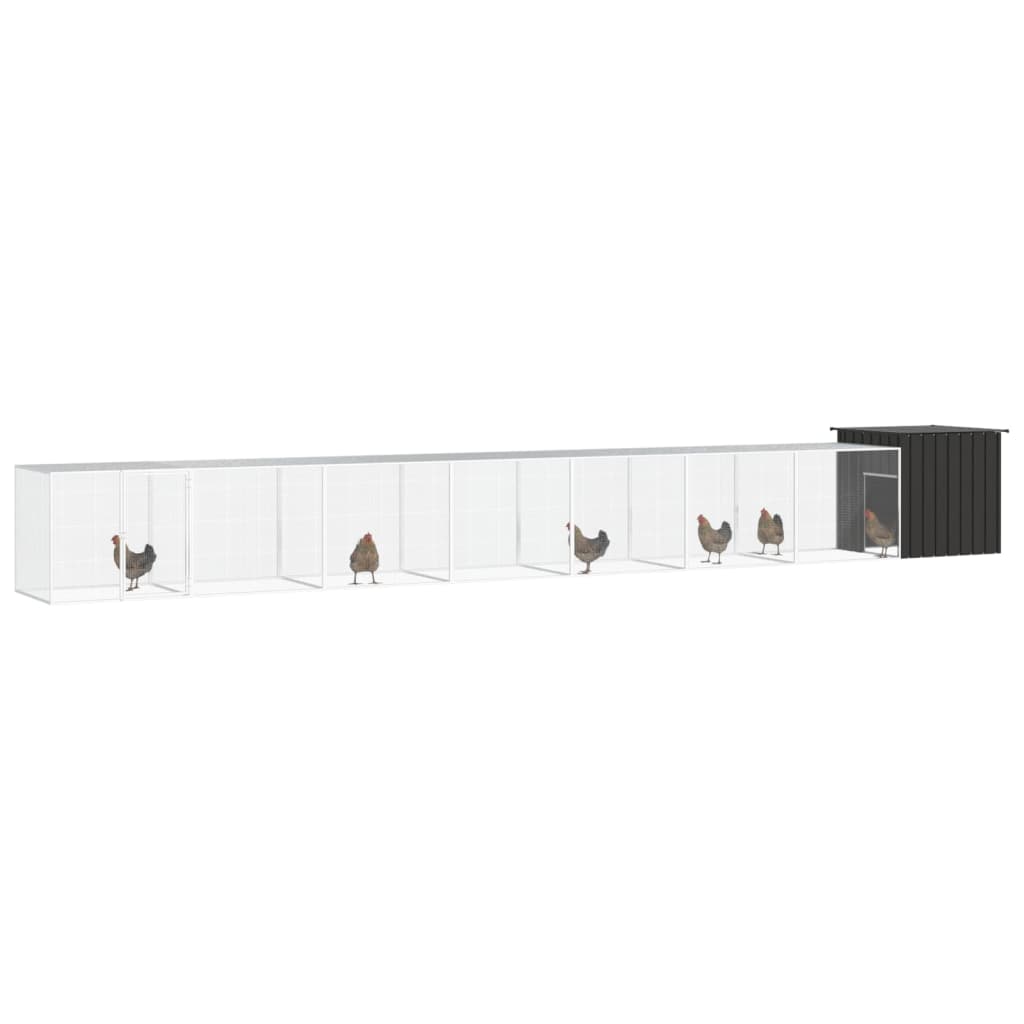 Vidaxl Poulet Coop 800x91x100 cm Anthracite en acier galvanisé -colore