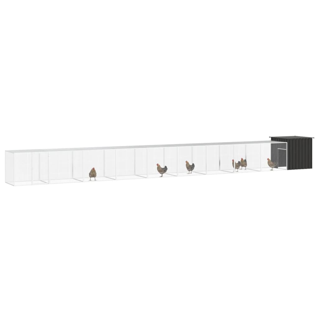 Vidaxl Poulet Coop 1000x91x100 cm Anthracite en acier galvanisé -colore