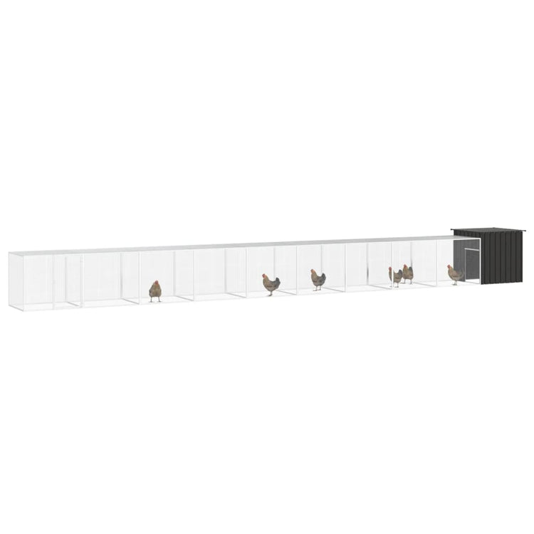 Vidaxl Poulet Coop 1000x91x100 cm Anthracite en acier galvanisé -colore