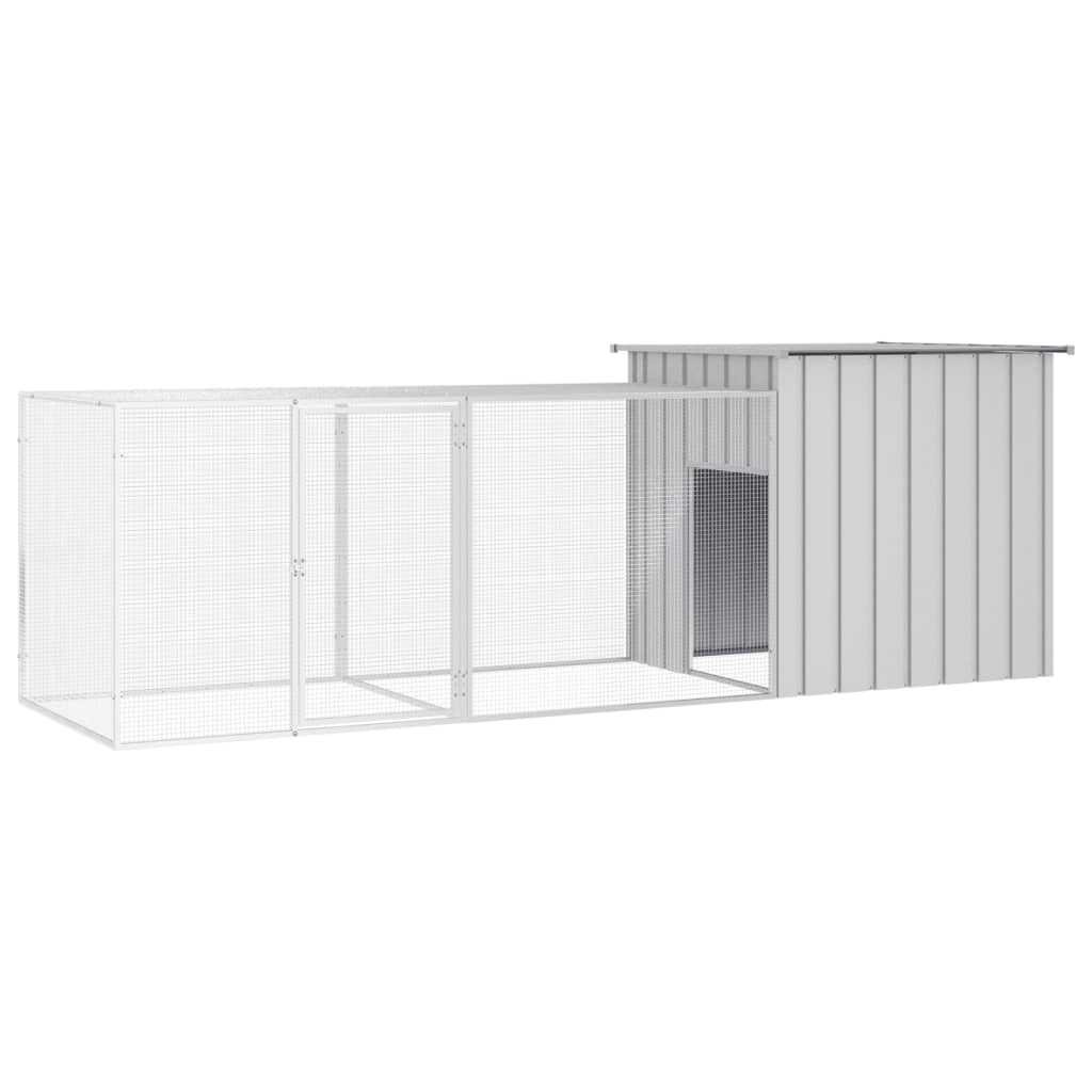 Vidaxl Chicken Coop 300x91x100 cm Gray en acier galvanisé