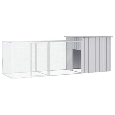 Vidaxl Chicken Coop 300x91x100 cm Gray en acier galvanisé