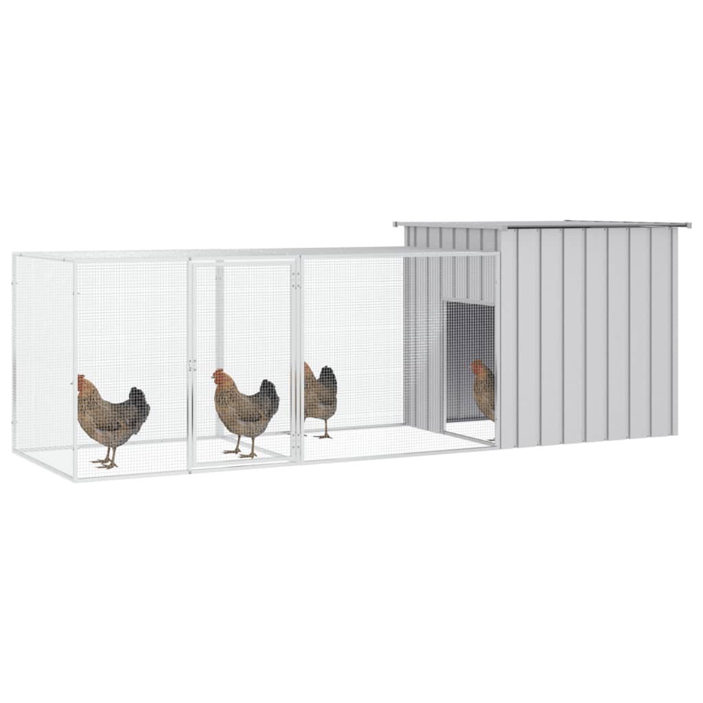 Vidaxl Chicken Coop 300x91x100 cm Gray en acier galvanisé