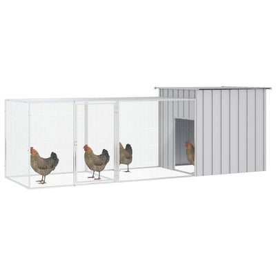 Vidaxl Chicken Coop 300x91x100 cm Gray en acier galvanisé